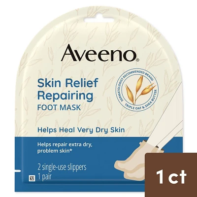 Aveeno Repairing CICA Foot Mask with Prebiotic Oat & Shea Butter for Extra Dry Skin Fragrance-Free