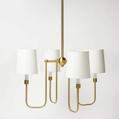 4-Arm Chandelier - Threshold designed with Studio McGee: Gold-Tone Metal, White Shades, UL Listed