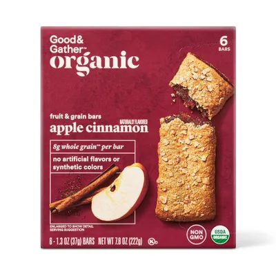 Organic Whole Grain Apple Cinnamon Fruit & Grain Bars - 6ct - Good & Gather