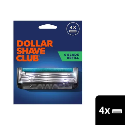 Dollar Shave Club 6-Blade Razor Refill - Compatible with 4 and 6 Blade Handles - 4ct