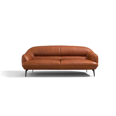 88 Leonia Sofa Cognac Leather - Acme Furniture: Contemporary Metal Legs, Plush Upholstery