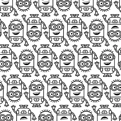 Minions Line Art Kids Peel and Stick Wallpaper Black