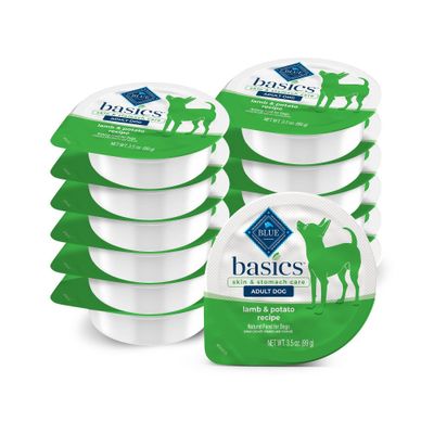 Blue Buffalo Basics Basics Skin & Stomach Care, Grain Free Natural Lamb & Potato Recipe Small Breed Wet Dog Food - 42oz/12ct