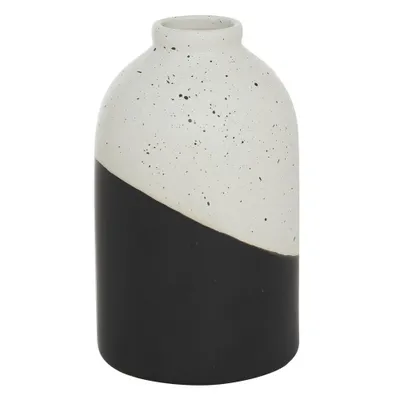 Olivia & May 10 x 6 Ceramic Handmade Color Block Speckled Vase Black - Contemporary Stoneware, Round Amphora