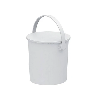 JEJ Astage 2.6gal Sturdy Bucket White Tote with Lid Storage Bins Buckets, Home Outdoor Plastic Storage Box