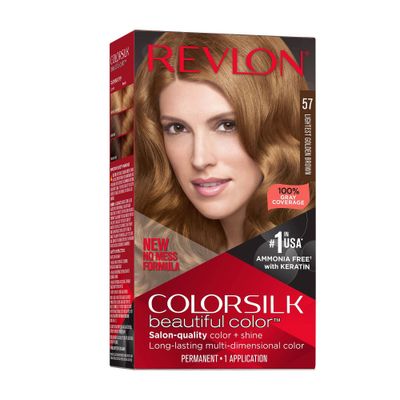 Revlon Colorsilk Beautiful Color Permanent Hair Color - 57 Lightest Golden Brown - 4.4 fl oz