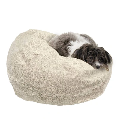 Carolina Pet Company Faux hearling Puff Ball Dog Bed - M - Natural