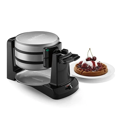 Cuisinart Non-Stick Double Flip Belgian Waffle Maker Stainless Steel Finish WAF-F40: 1000W, Includes Recipes & Drip Tray