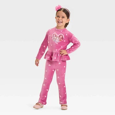 Toddler Girls Disney Princess 2pc Cozy Ribbed Velour Top and Bottom Set