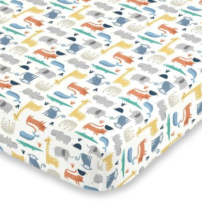 Carters Colorful Modern Safari Animals Super Soft Fitted Crib Sheet