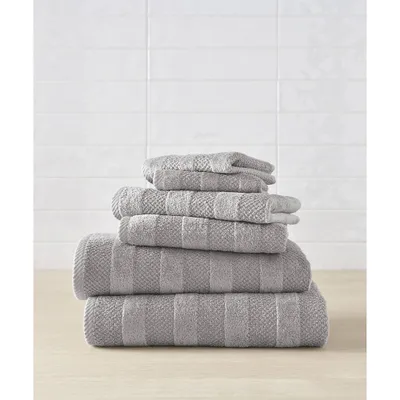 6pc Noah Quick Dry Towel Set Steel Gray - Blue Loom