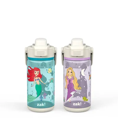 Zak Designs 16oz Plastic Kids Water Bottle with Bumper and Antimicrobial Spout Disney