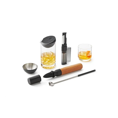 Rabbit Craft Cocktail Bar Tool Set: Muddler, Stirring Spoon, Strainer, 6-Piece Bar Tools Set, Stainless Steel & Wood