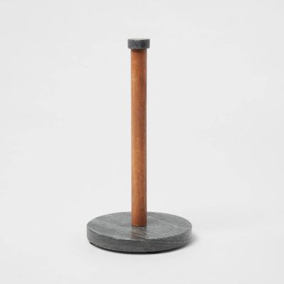 Wood and Marble Paper Towel Holder Gray - Threshold