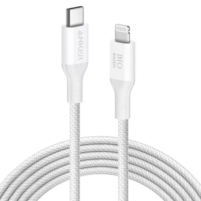 Anker 10 Bio-Braided Lightning to USB-C ECO Friendly Fast Charging Cable - White