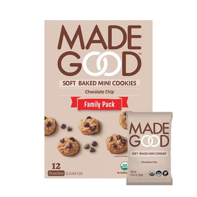 MadeGood Organic Gluten Free Chocolate Chip Cookies Soft Baked - 12ct Traypack