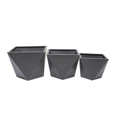 Olivia & May 18 Wide 3pc Modern Square Metal Planter Pots Gray: Weather-Resistant, No Assembly Required