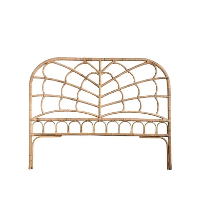 Storied Home  Rattan Arched Headboard Natural: Durable Weave, No Assembly, Eco-Friendly Material