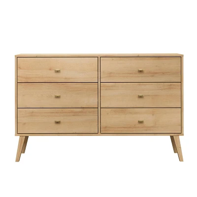 Prepac Milo 6 Drawer Bedroom Dresser Natural Oak