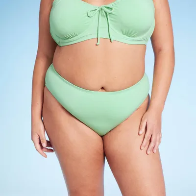 Womens Mid-Rise High Leg Cheeky Lurex Bikini Bottom - Wild Fable Mint Green