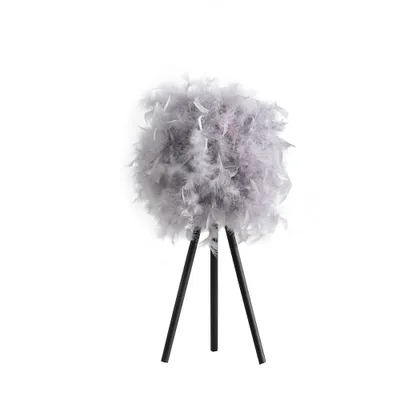 20.5 Soft Gray Feather Shade Tripod Modern Metal Table Lamp - Ore International