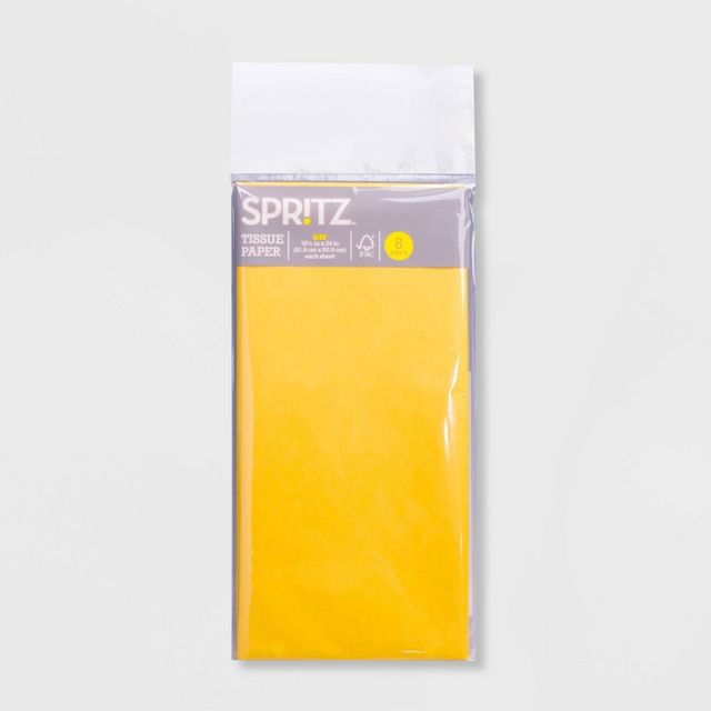 8ct Pegged Tissue Paper Yellow - Spritz: Solid Gift Packaging for All Occasions, Easter, 16.5 x 24