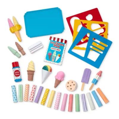 Melissa & Doug Ice Cream Shop Multi-Colored Chalk and Holders Play Set - 33pc