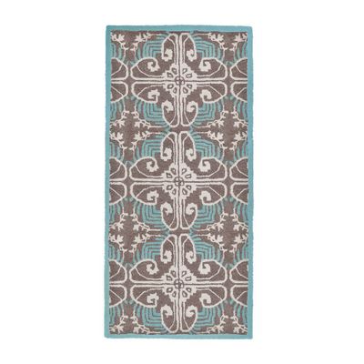 56 Long Minuteman International Art Deco Classic Rectangular Hearth Rug Turquoise - ACHLA Designs: Heat-Resistant Wool, Hand-Tufted