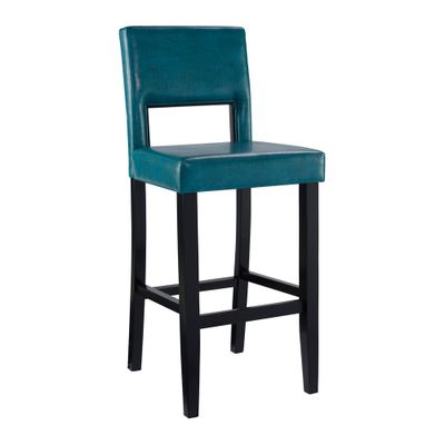 30 Vega Padded Back and Seat Faux Leather Barstool  - Linon: Upholstered, Rubberwood Legs, Fixed Height