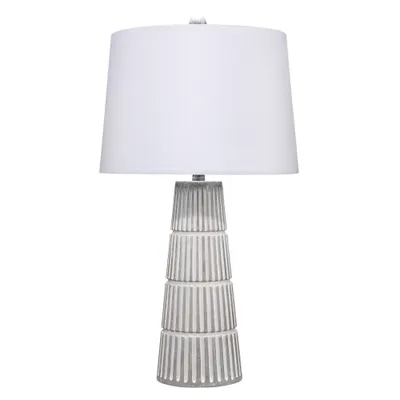 Carmel Cement Table Lamp Gray - Splendor Home: Artisan-Carved Base, Linen Shade, Industrial Ambiance, UL Listed