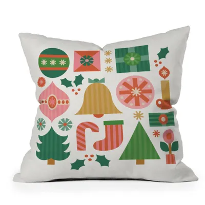 16x16 Carey Copeland Gifts of Christmas Square Throw Pillow Green - Deny Designs
