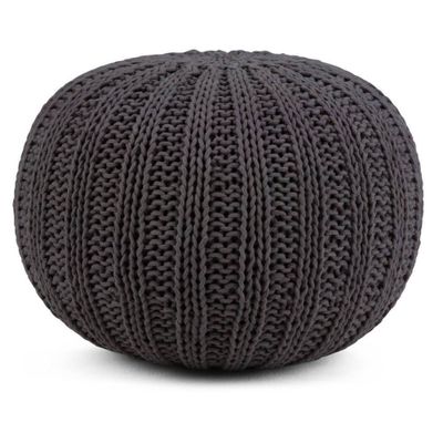 Grandville Hand Knit Round Pouf - WyndenHall: Upholstered