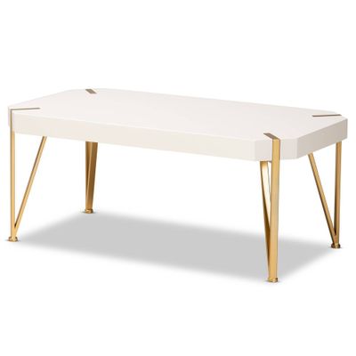 Kassa Brushed Metal and Wood Coffee Table Walnut - Baxton Studio