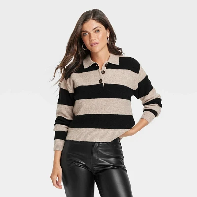 Women Collared Pullover Sweater