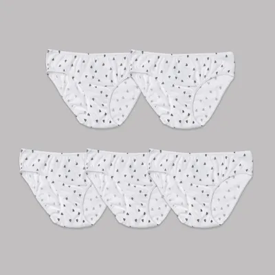 Nubies Essentials Girls 5pk Heart Print Underwear