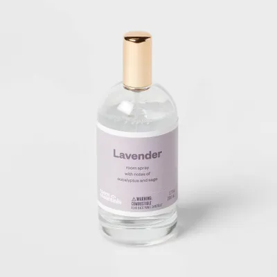 2.7 fl oz Clear Glass Room Spray Lavender - Room Essentials: Deodorizer, Eucalyptus Scent, Home Fragrance