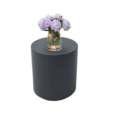 Envelor Elementi Outdoor Round Concrete Side Table : Weather-Resistant, No Umbrella Hole