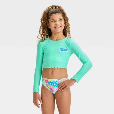 Girls Floral Printed Rash Guard Set