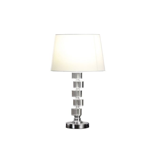 20 Modern Metal Table Lamp with Crystal Accents White - Ore International