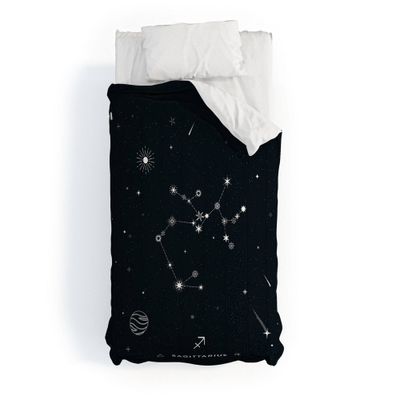 Full/Queen Cuss Yeah Designs Sagittarius Star Constellation Comforter Set Black - Deny Designs