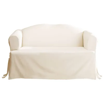 Duck T Cushion Sofa Slipcover Natural - Sure Fit: 100% Cotton, Machine Washable, Indoor Stretch Fit