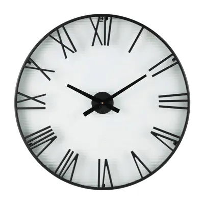 28x28 Metal Wall Clock with Clear Glass Clock Face Black -Olivia & May