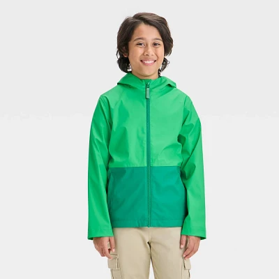 Boys Solid Colorblock Rain Coat