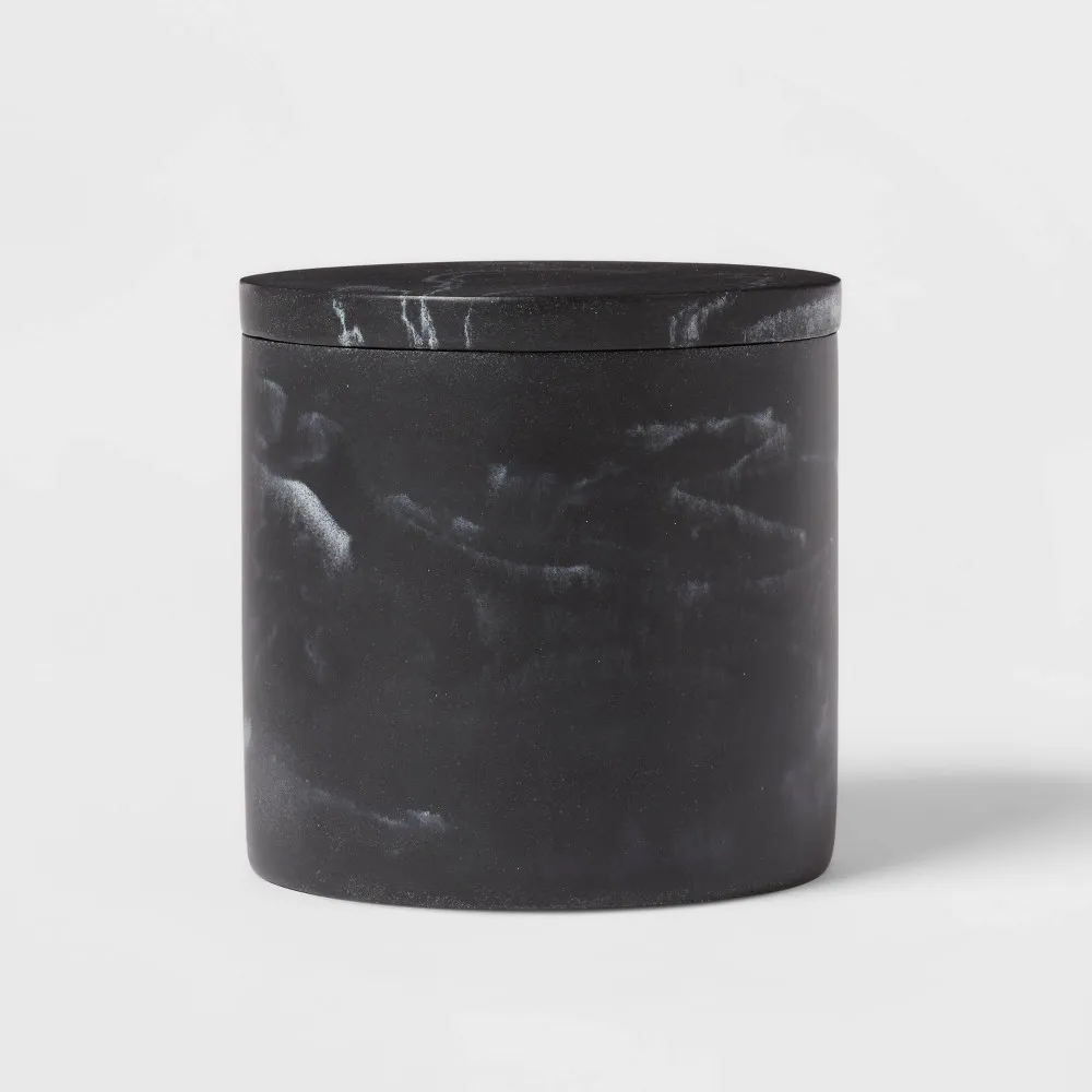 Marble Bath Canister Black - Threshold: Resin Bathroom Accessories, Qtip Jar, Spot Clean Care