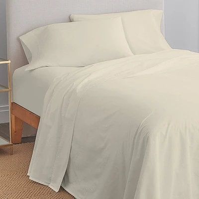 Queen 300 Thread Count Cotton Sateen Sheet Set Ivory - Color Sense