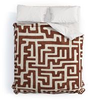 3pc King Maze In Brandywine Cotton Comforter & Sham Set Orange - Deny Designs