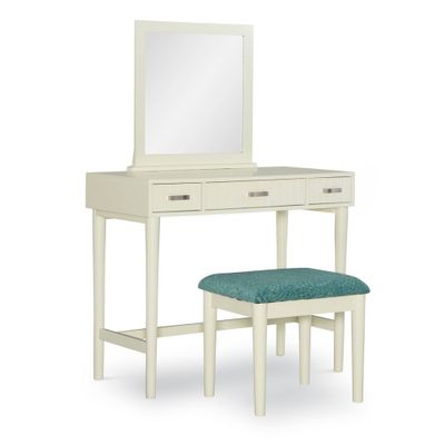 Garbo Traditional Wood Vanity Set with Upholstered Stool & Mirror - Linon: Elegant Bedroom Furniture