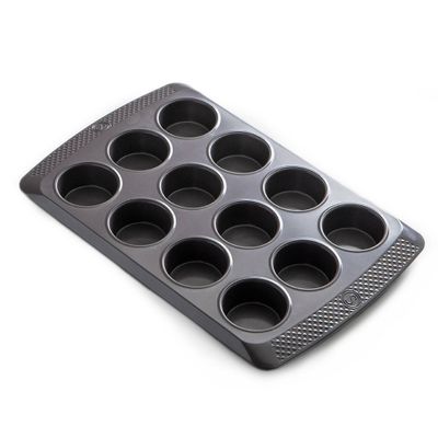 Saveur Selects Non-stick Carbon Steel 12-Cup Muffin Pan: Even-Heating, Dishwasher-Safe, Oven-Safe to 450F, Silver