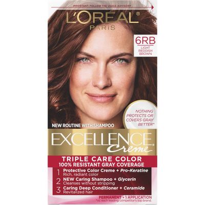 LOreal Paris Excellence Triple Protection Permanent Hair Color - 6.3 fl oz - 6RB Light Reddish Brown - 1 Kit