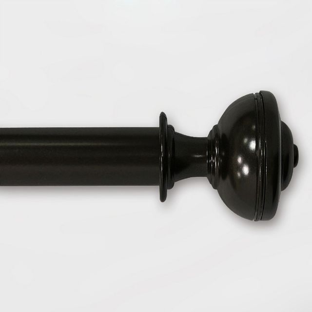 36-66 Knob Curtain Rod Oil Rubbed Bronze - Threshold: Adjustable Metal Single Rod, Dark Brown, 30lb Capacity